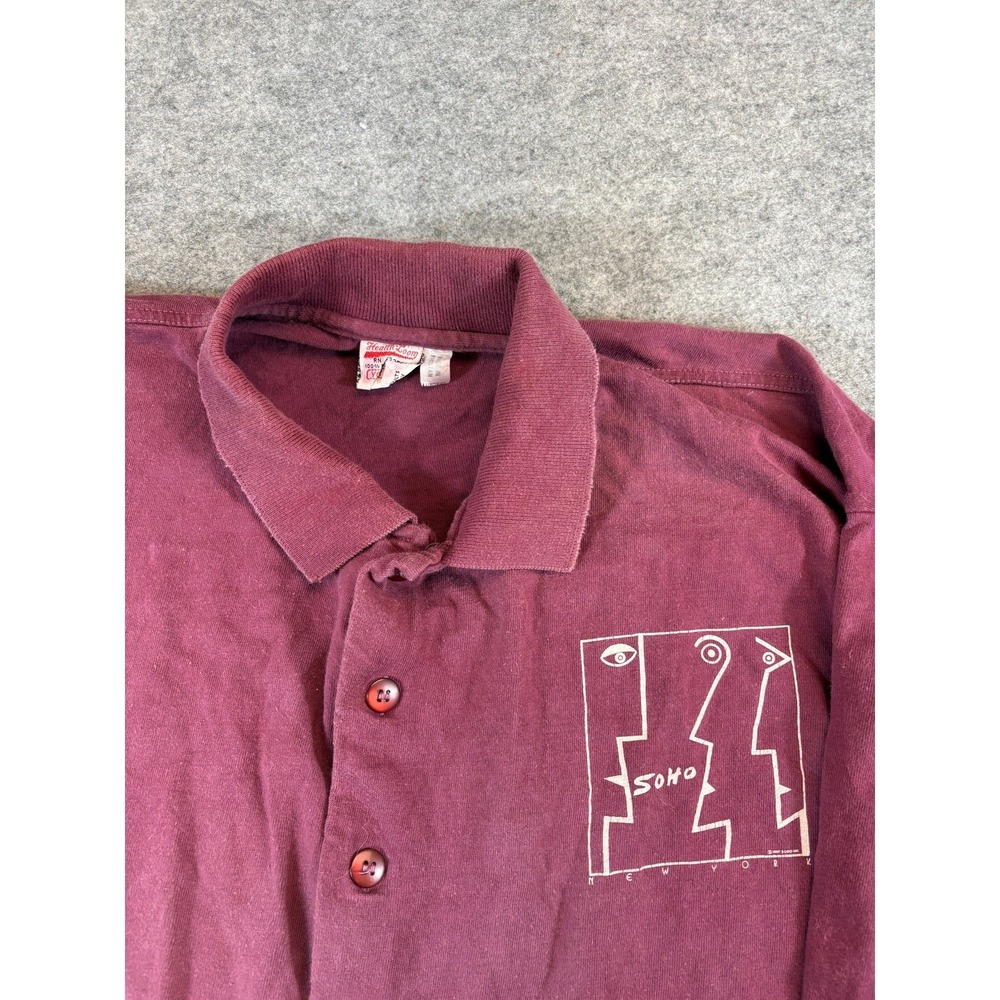 VINTAGE Soho New York Picasso Art Shirt Mens XL Maroon Button Up Cotton NYC Tee